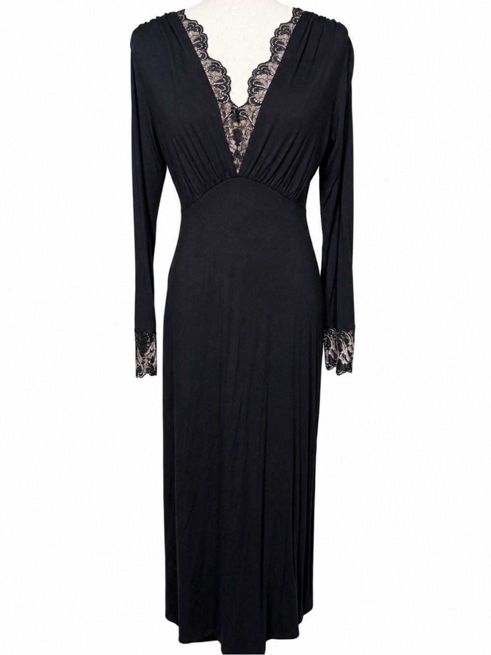 Soma Black Lace Maxi Dress S Bamboo Whimsy goth Witchy Coquette Dark Romantic